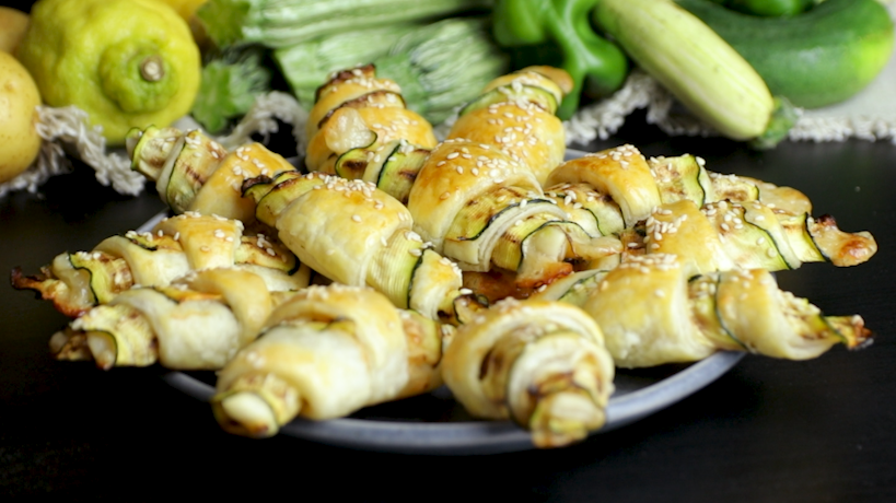 Cornetti salati con zucchine e Raspadura lodigiana Bella Lodi
