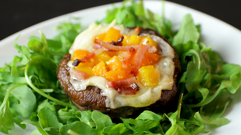 Portobello con zucca, speck e Raspadura lodigiana Bella Lodi