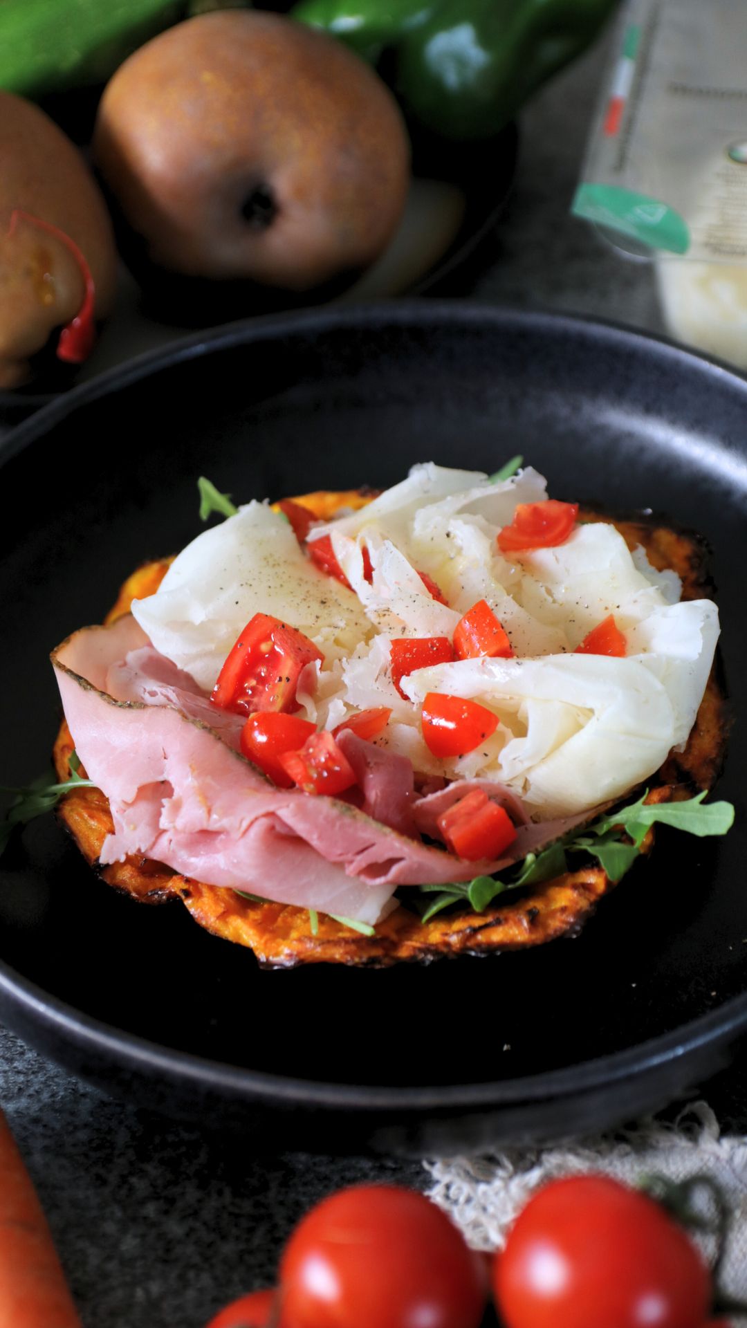Cestini di carote con prosciutto cotto, Raspadura Bella Lodi e rucola